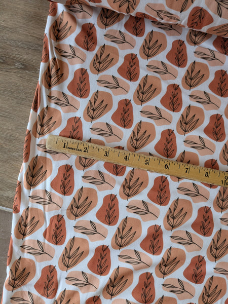 Rust Boho Leaf Print|Double Brushed Poly|By the Half Yard