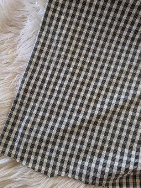 Black & White Plaid| Seersucker PolyCotton | By the Half Yard