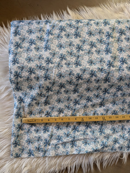 Blue Floral Poly Cotton Dobby Pique| By the Half Yard