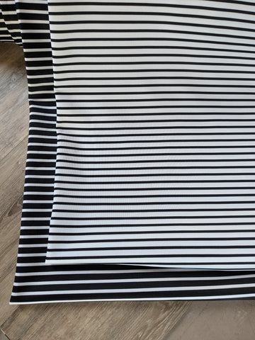 Black & Ivory Stripes | Scuba Knit |By the Half Yard