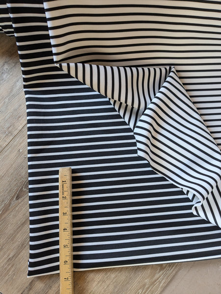 Black & Ivory Stripes | Scuba Knit |By the Half Yard