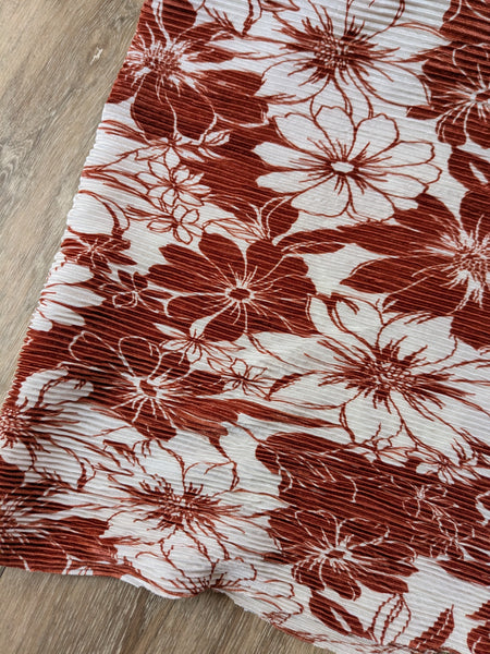 Rust Floral | Pleated Polyester Knit | By the Half Yard