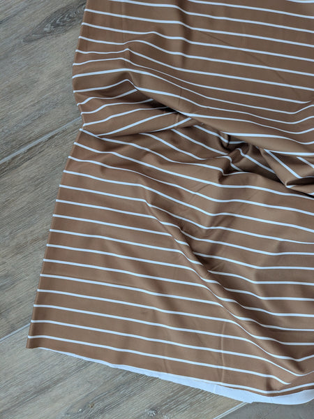 Camel Pinstripes • Eureka Jersey Knit|By the Half Yard