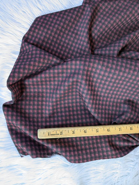 Burgundy & Black Gingham Plaid| Mediumweight Knit|By the Half Yard