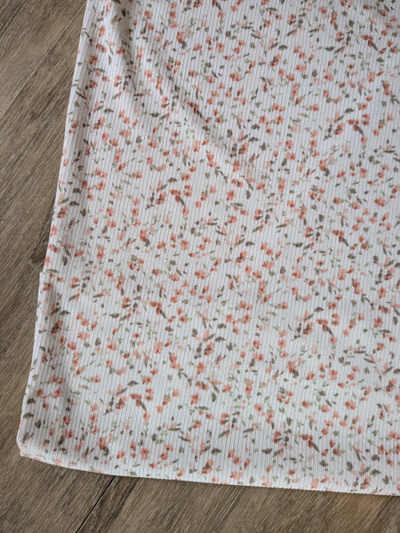 Peach Spring Mini Print|Rib Knit|By the Half Yard