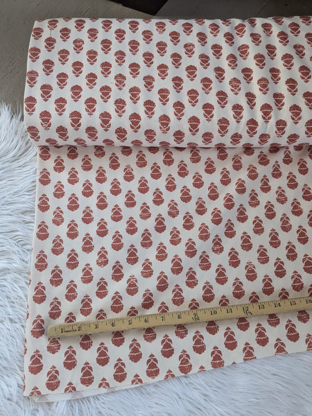 Rust Geometric Print|Polyester Slub Linen Look| By the Half Yard