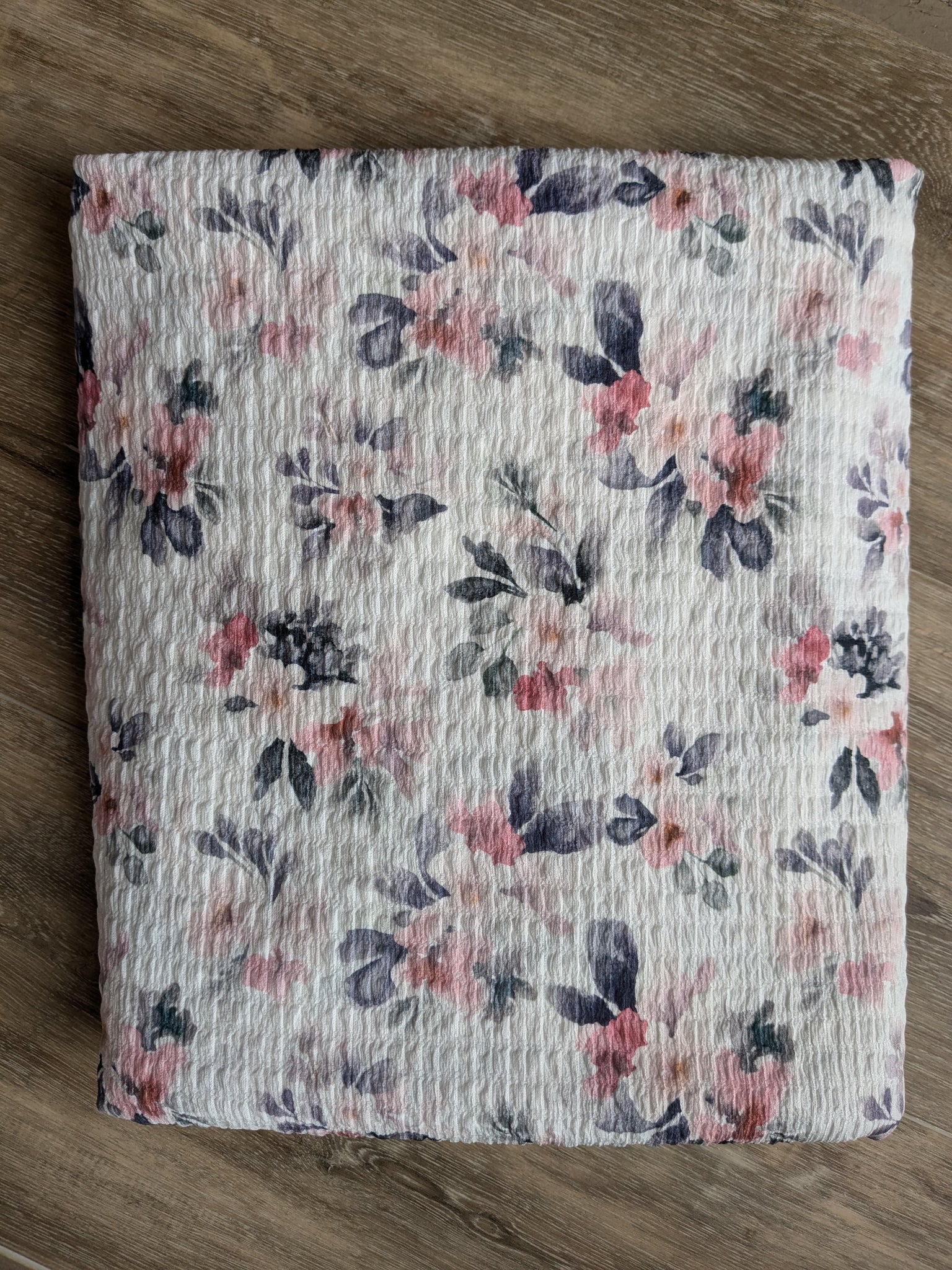 Mauve Watercolor Floral| Textured Knit| By the Half Yard