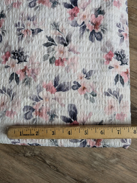 Mauve Watercolor Floral| Textured Knit| By the Half Yard