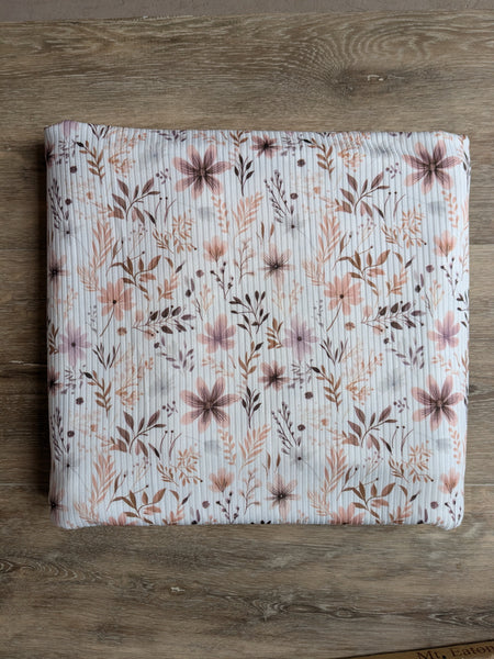 Rust Floral|Unbrushed Rib Knit|By the Half Yard