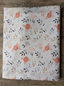 Boho Peach Floral|Unbrushed Rib Knit|By the Half Yard