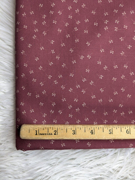 Exclusive Design|Tiny Sprigs on Wine|Polyester Slub Linen Look| By the Half Yard