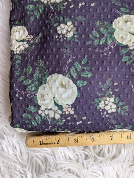 Exclusive Design| Plum Floral Swiss Dot Knit |By the Half Yard