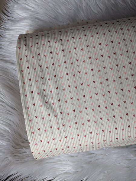 Custom Design |Mini Hearts |Unbrushed Rib Knit|By the Half Yard