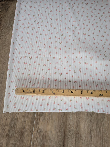 Dainty Rosebud Soft Pink Mini Print|Rib Knit|By the Half Yard