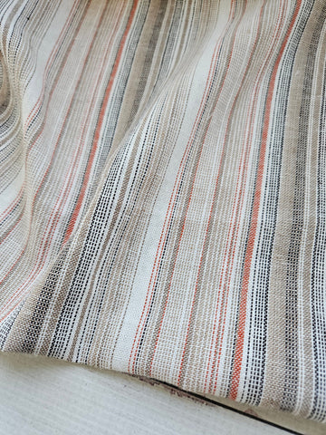 Natural Stripes Textured Linen Cotton Blend | By the Half Yard
