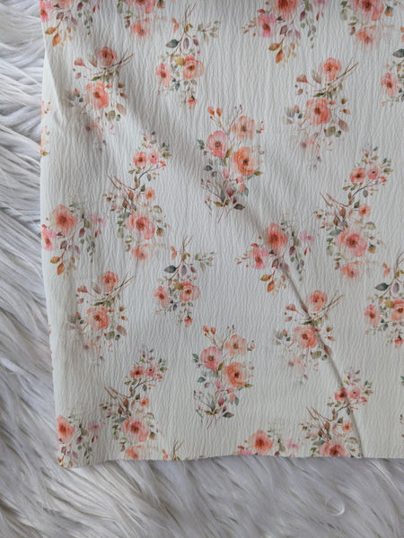 Petite Peach Bouquet| Summer Crush Crinkle Polyester|By the Half Yard