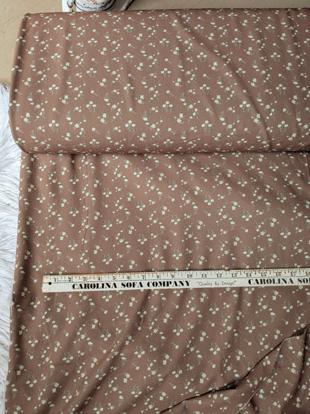 Custom Print|Petite Rosebuds on Mocha |Cloud Poly By the Half Yard