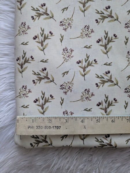 Deep Wine Stems |Linen Cotton| By the Half Yard