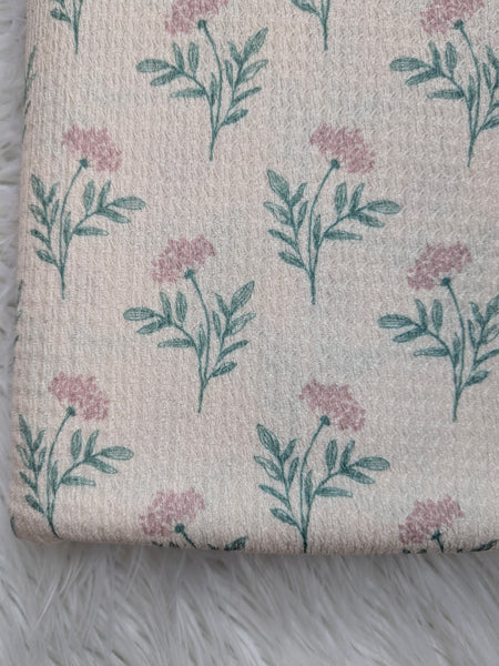 Exclusive| Dusty Pink Hand drawn Hydrangeas | Textured Missioni Knit| By the Half Yard