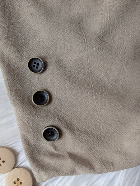 Khaki Washed Linen Blend  | Solid | By the Half Yard