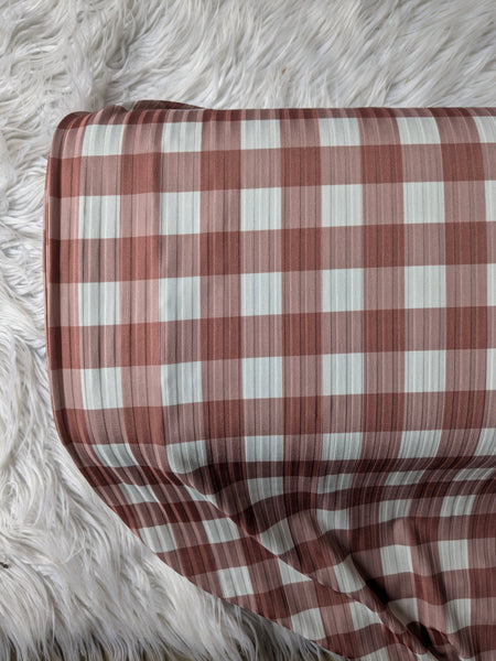 Terracotta Gingham | Unbrushed Rib Knit|By the Half Yard