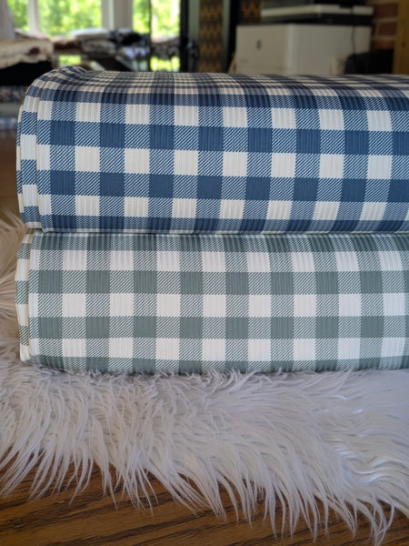 Custom Print | Summer Gingham|Unbrushed Rib Knit|By the Half Yard
