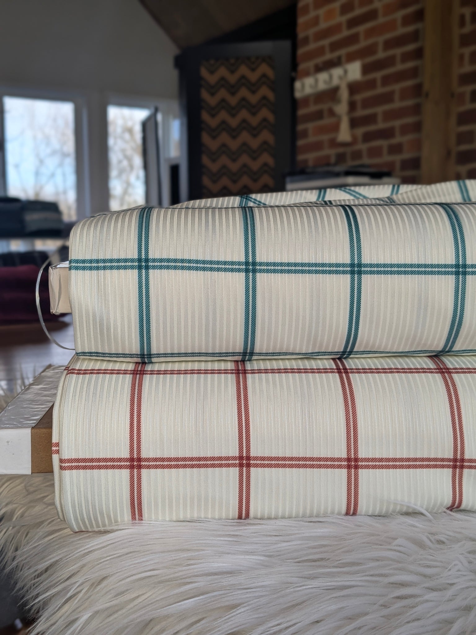 Custom Print | Windowpane Plaid | Unbrushed Rib Knit|By the Half Yard