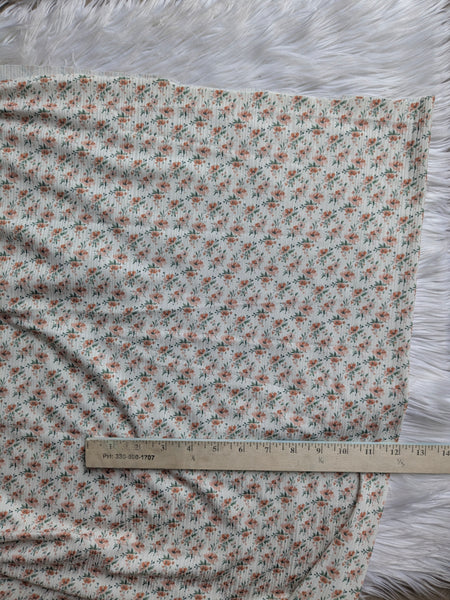 Custom Print |Petite Salmon Floral| Unbrushed Rib Knit|By the Half Yard