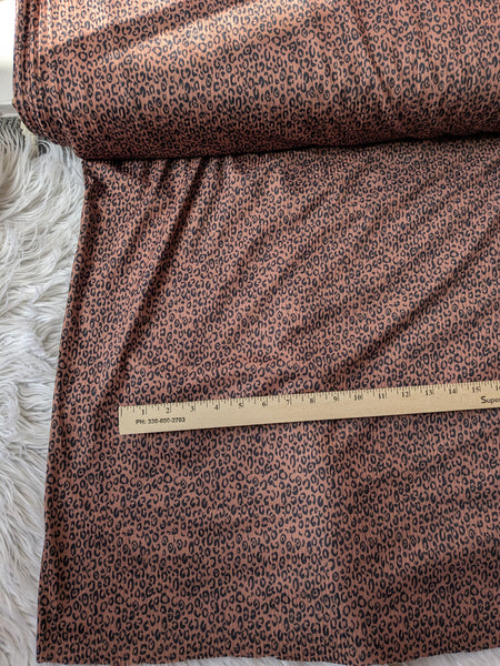 Custom Print | Black Animal Print on Burnt Brown| Unbrushed Rib Knit |By the Half Yard
