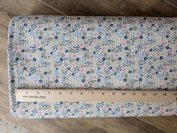 Custom Print| Spring Blues Mini Print | Polyester Petite Swiss Dot |By the Half Yard
