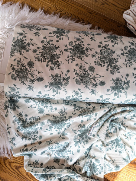 Stencil Bouquet| Unbrushed Rib Knit|By the Half Yard