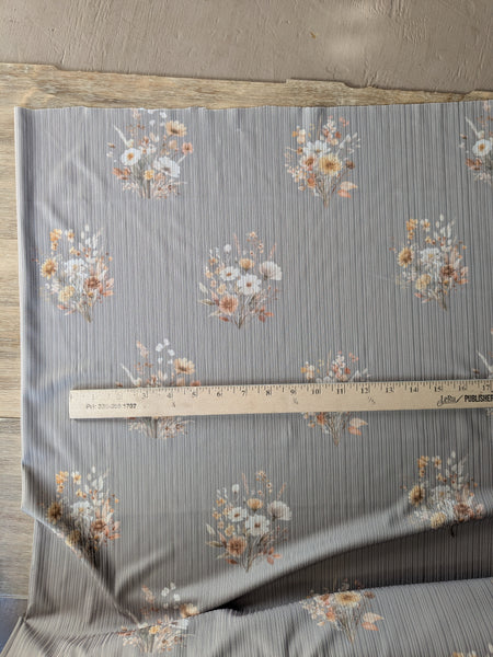 Custom Print | Boho Bouquet  |Unbrushed Variegated Rib Knit or Swiss Dot|By the Half Yard