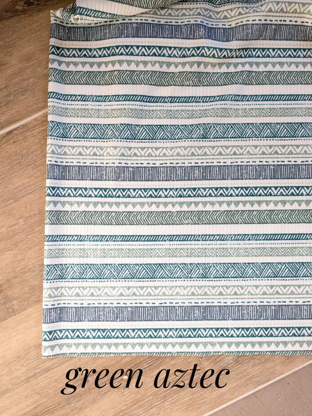 Custom Print| Green Aztec | Unbrushed Rib Knit|By the Half Yard