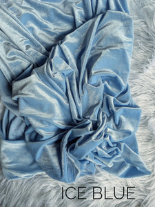 Ice Blue Stretch Velvet|Solids |By the Half Yard