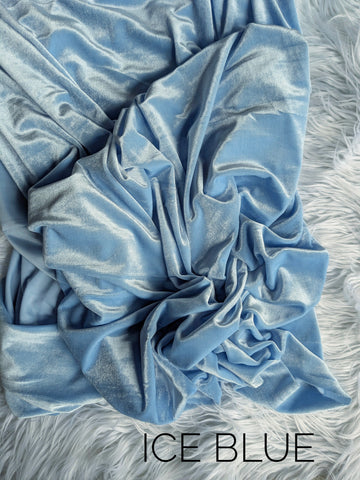 Ice Blue Stretch Velvet|Solids |By the Half Yard