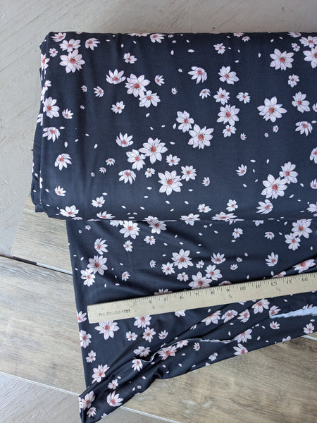 Kimberly Floral in Black• Eureka Jersey Knit|By the Half Yard