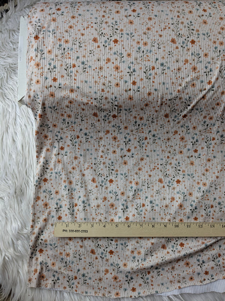 Vintage Wildflower Toss| Yummy Rib Knit|By the Half Yard