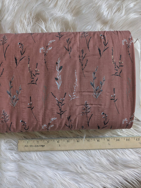 Wildflowers on Terracotta|Poly Cotton Crinkle | By the Half Yard