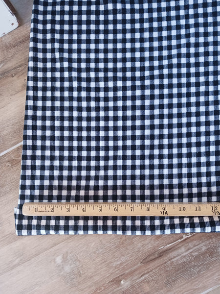 Black Gingham Small Plaid | Yummy Rib Knit|By the Half Yard