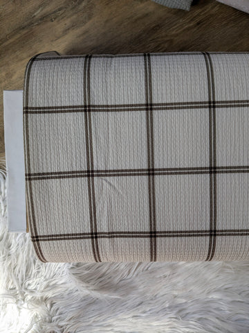 Custom Print |Brown Windowpane Plaid | Missioni Knit| By the Half Yard