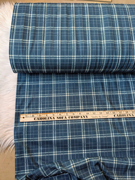 Winter Teal Plaid | Unbrushed Variegated Rib Knit|By the Half Yard