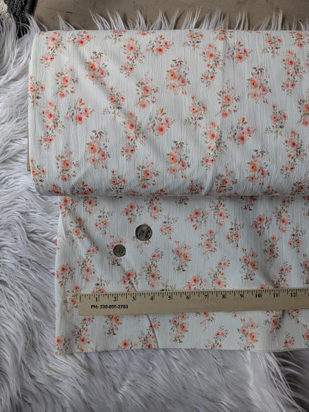 Petite Peach Bouquet| Summer Crush Crinkle Polyester|By the Half Yard