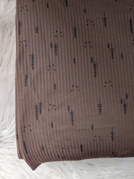Brown Woodland| Poly Rib Knit |By the Half Yard