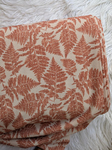 Custom Print|Rust Botanical Leaves |Polyester Slub Linen Look| By the Half Yard