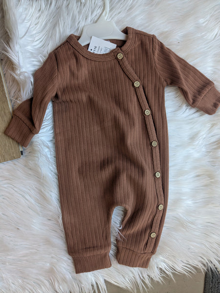Rust Ribbed Knit Romper • Gender Neutral