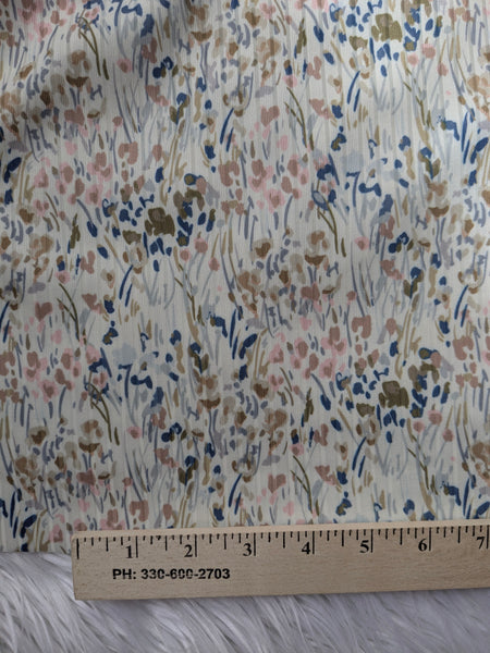 Custom Print| Spring Toss on Cream | Unbrushed Rib Knit|By the Half Yard