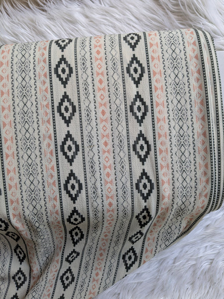 Aztec Diamond Print| Bubble Crepe|By the Half Yard