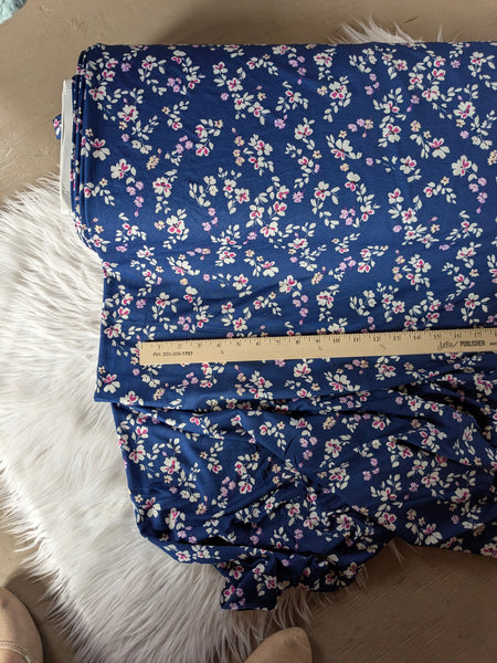 Raspberry Small Floral on Summer Navy DTY | By the Half Yard