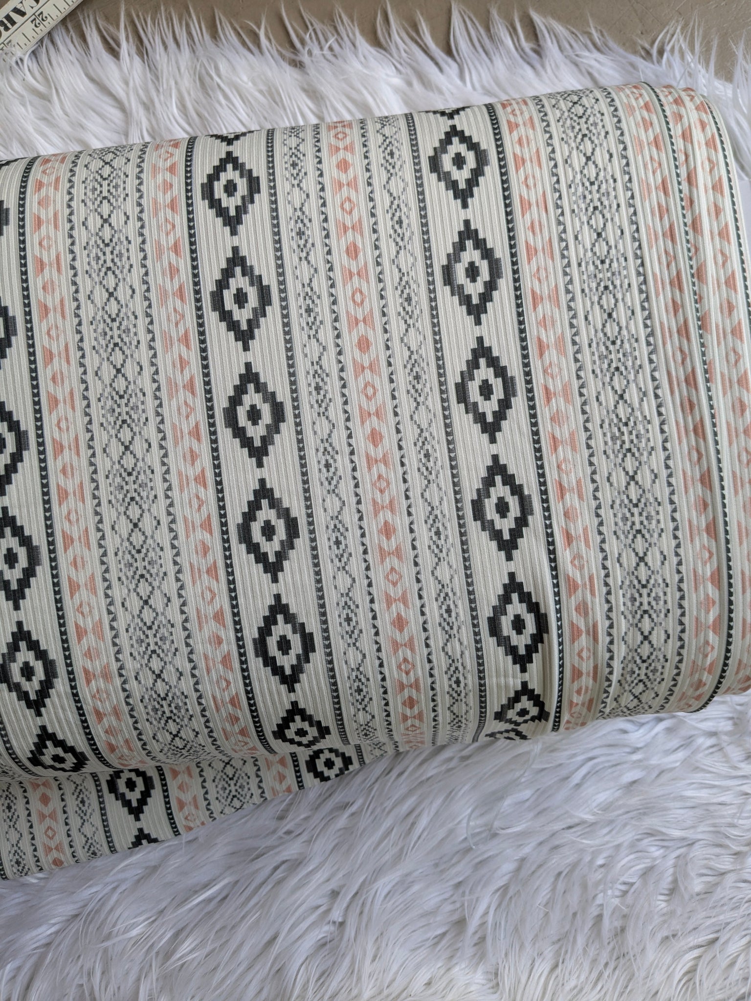 Custom Print | Aztec Diamonds| Unbrushed Rib Knit|By the Half Yard