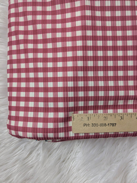 Custom Print |Red Gingham|Unbrushed Rib Knit|By the Half Yard
